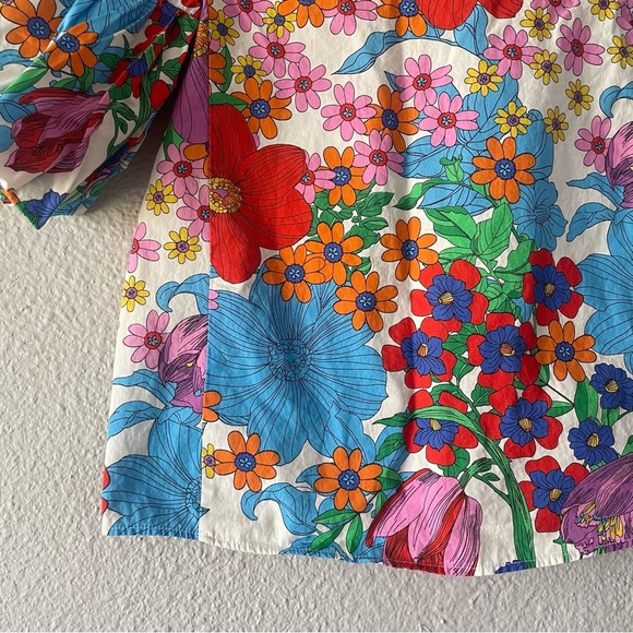 H&M Floral Off the Shoulder Top Blouse Women’s 2 Puff Sleeve 70s Vintage Vibes - Picture 6 of 13